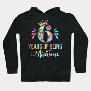 Kids Six Year Old Rainbow 6Th Birthday Leopard For Girls 6 Hoodie